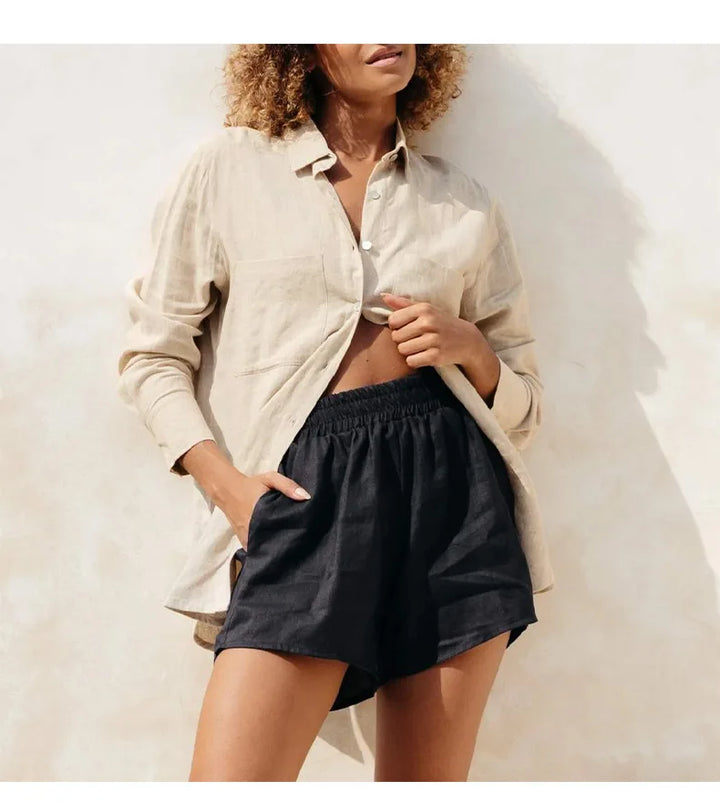 Duttini | Oversized Linen Shirt for Women in White