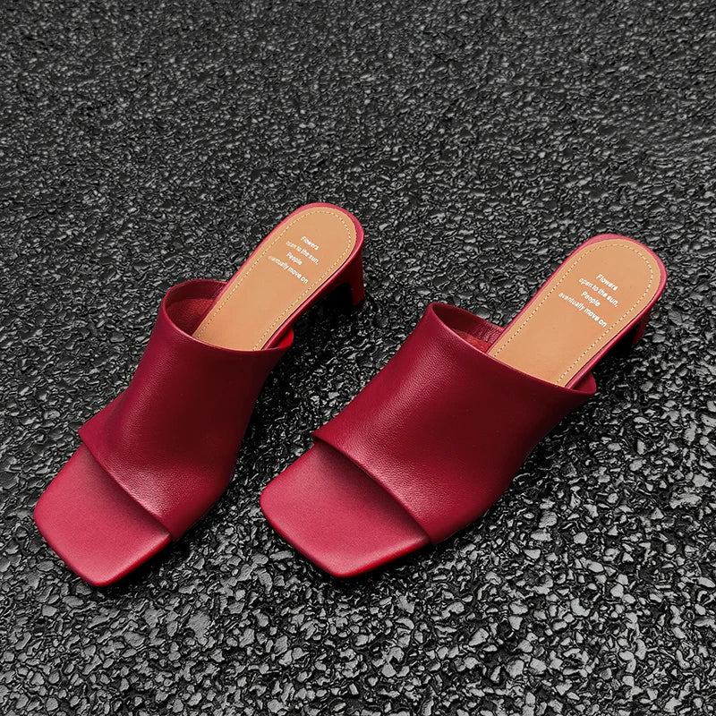 Duttini | Red Leather Heeled Mules