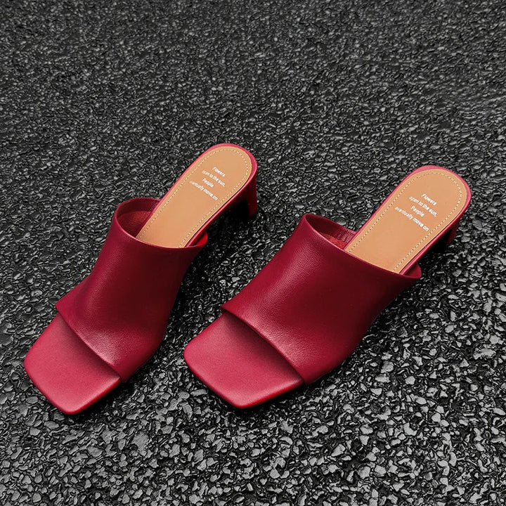 Duttini | Red Leather Heeled Mules