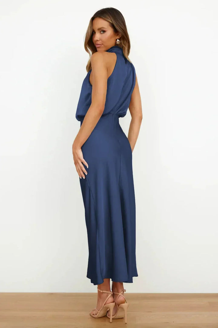 Duttini | Elegant Halter Evening Dress with Graceful Drape