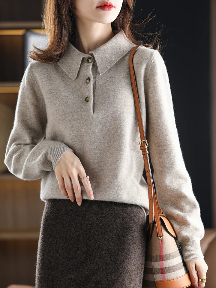 Duttini | Wool Polo Sweater for Women in Classic Fit, Navy