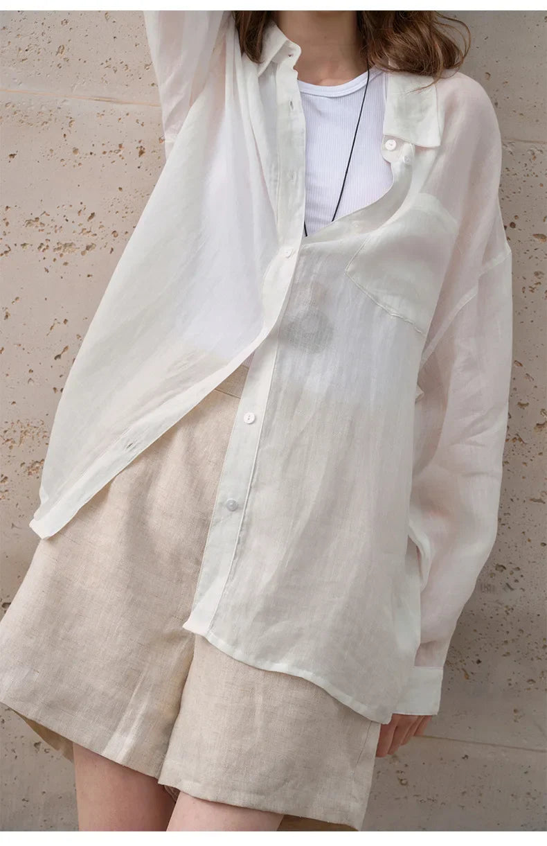 Duttini | Sheer Ramie Oversized Shirt