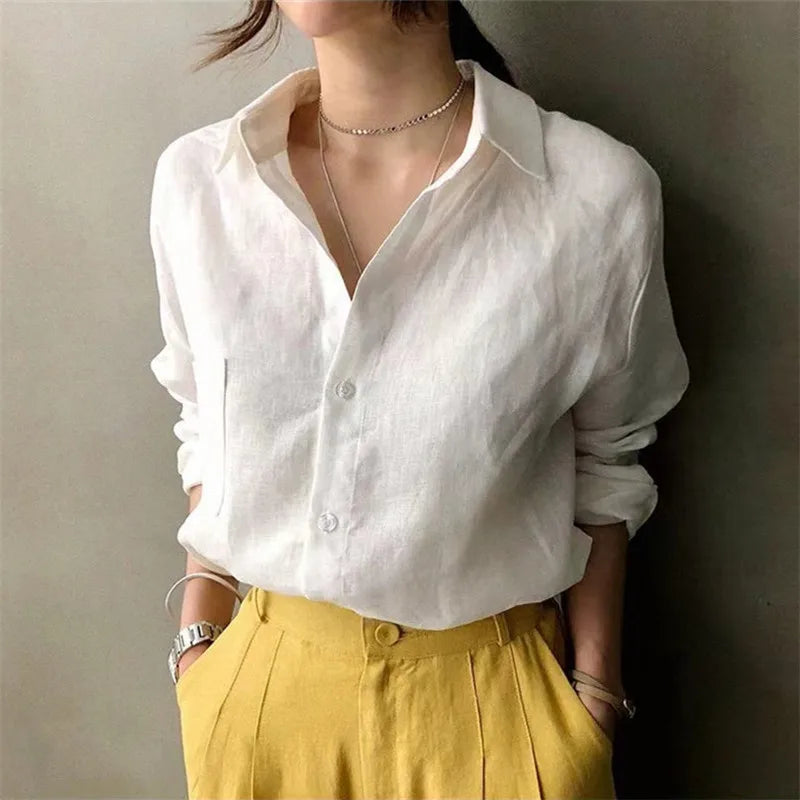 Duttini | Soft Linen Open Collar Shirt