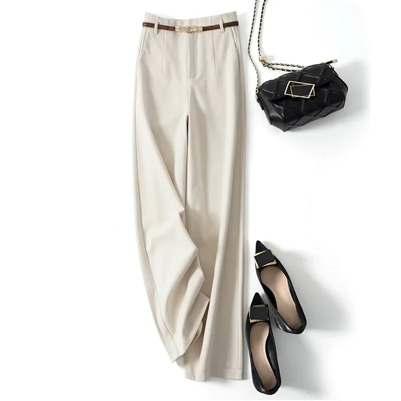 Duttini | Wide Leg Wool Trousers for Women in Black