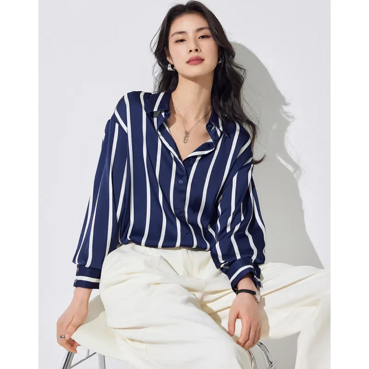 Duttini | Stripe Satin Blouse for Women
