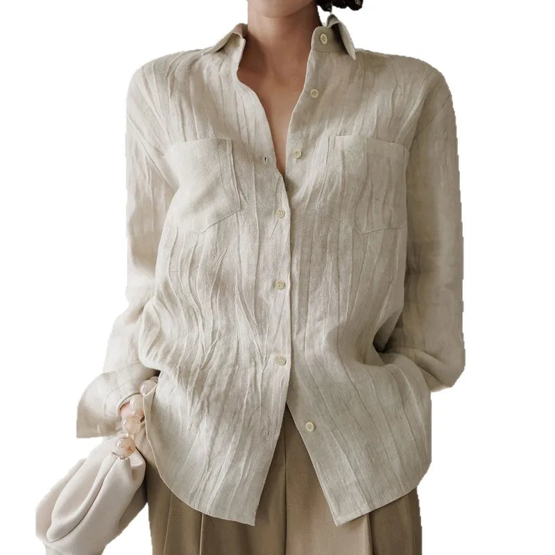 Duttini | Pleated Linen Button Shirt