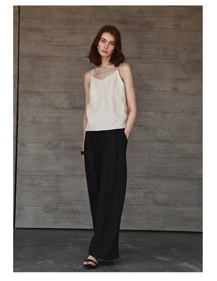 Duttini | Linen V-Neck Camisole Top for Women