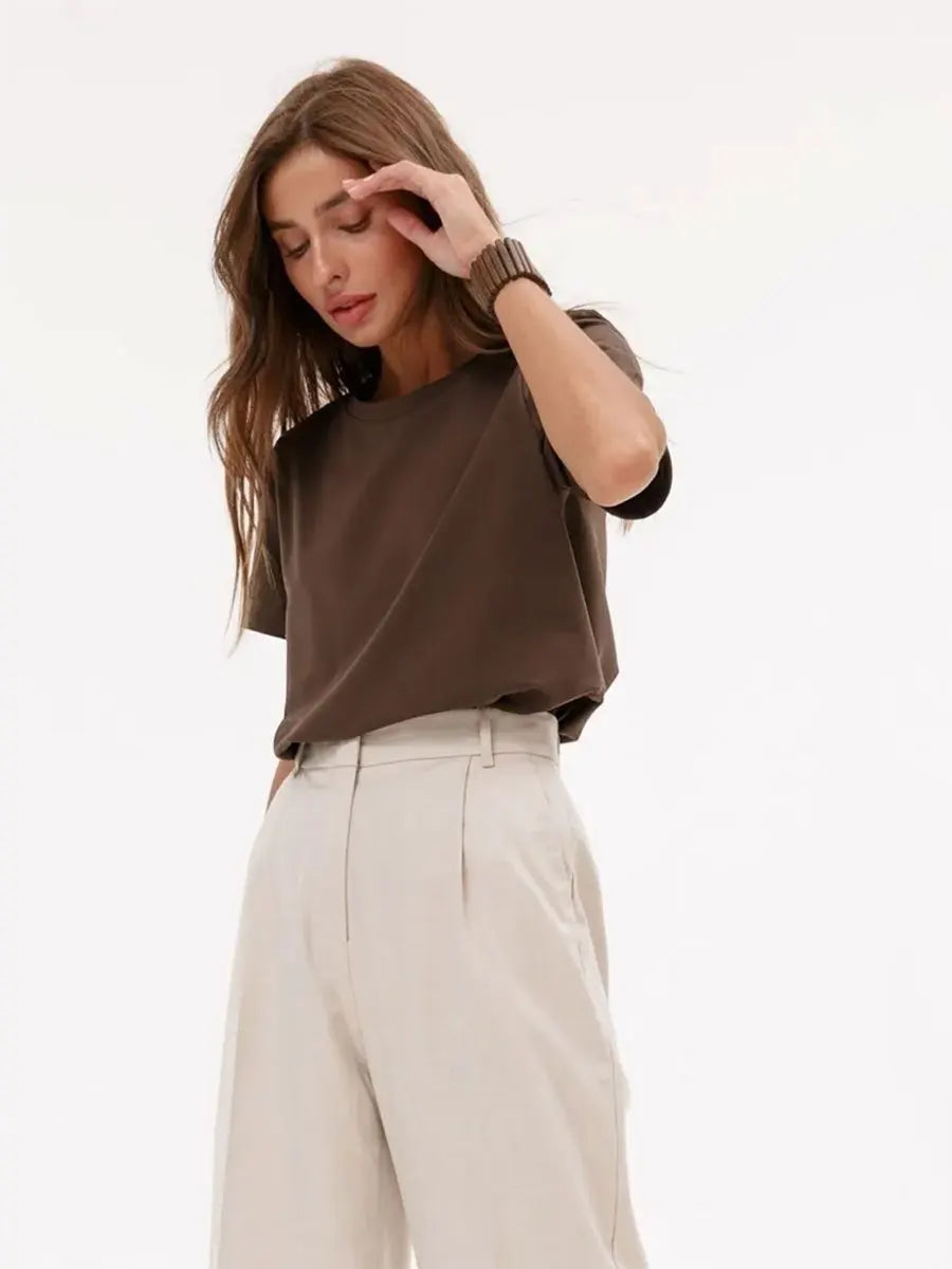 Duttini | Cotton Tee for Women in White, Casual Fit