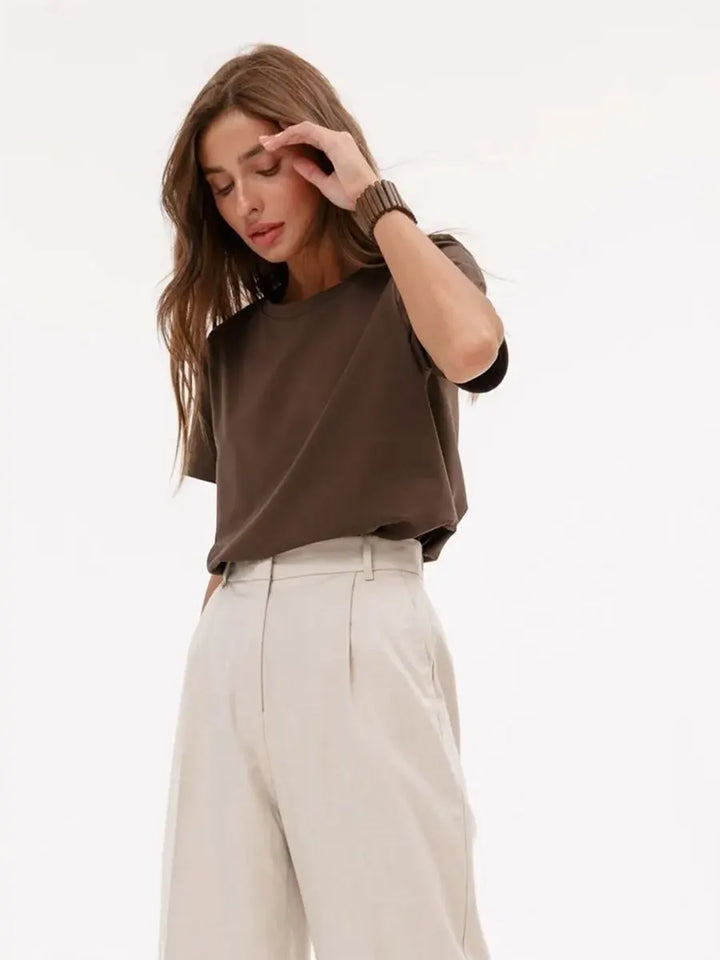 Duttini | Cotton Tee for Women in White, Casual Fit