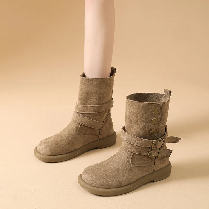 Duttini | Suede Buckle Ankle Boots