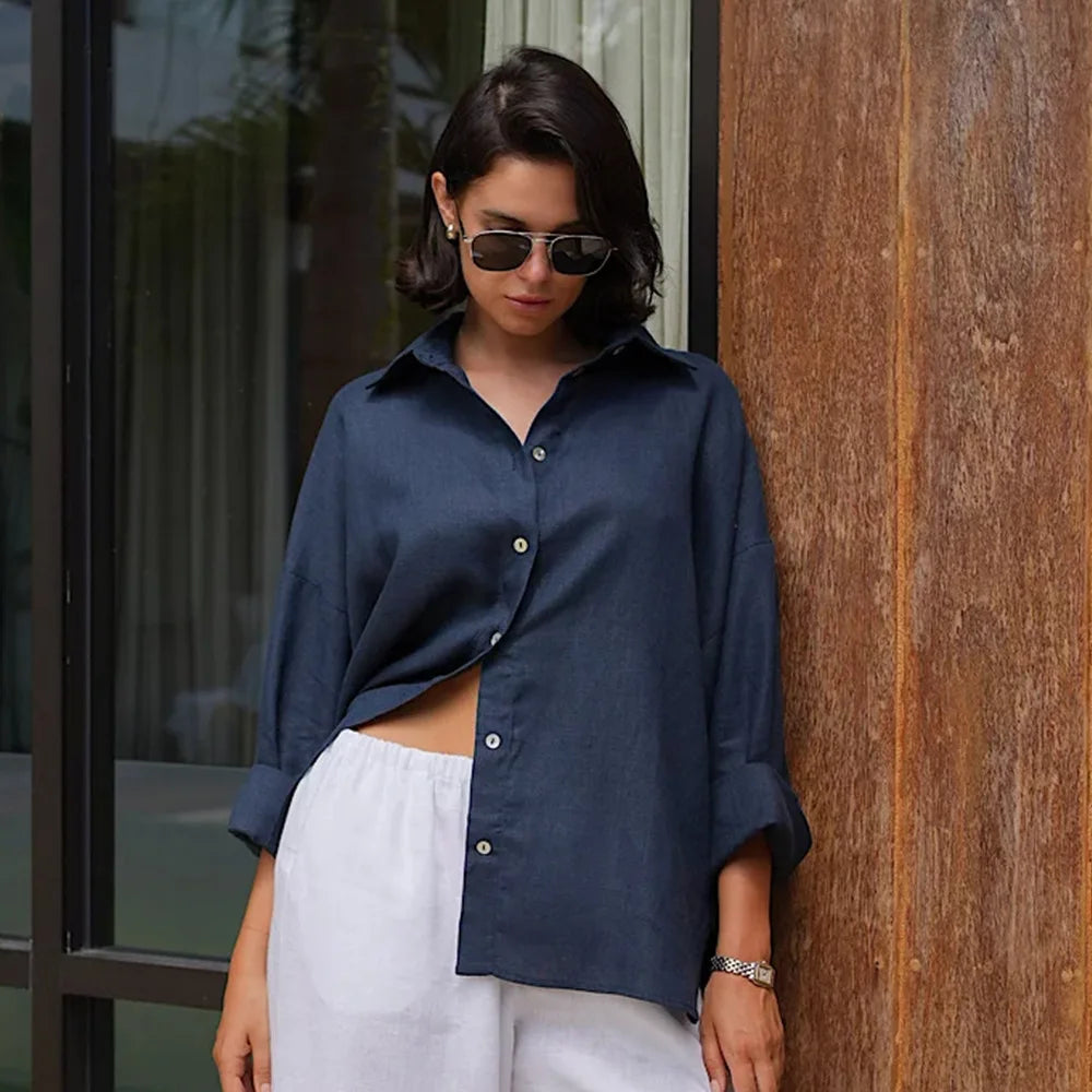 Duttini | Cotton Relaxed Shirt for Women in Capri Color