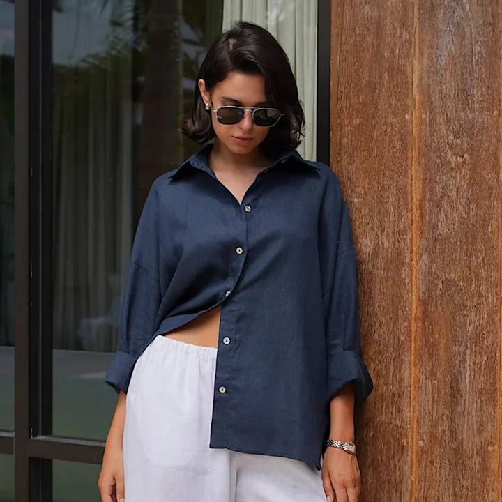 Duttini | Cotton Relaxed Shirt for Women in Capri Color