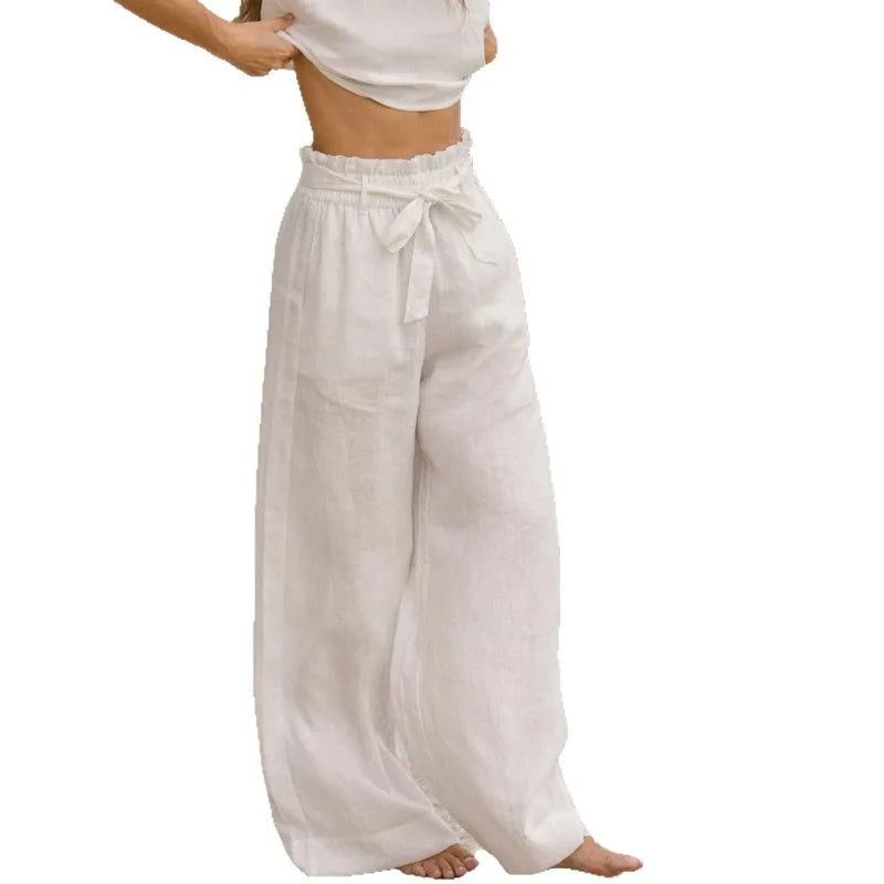 Duttini | Linen Wide Leg Pant for Women in Ruffle Style