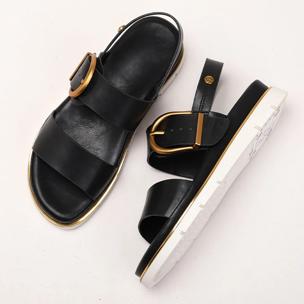 Duttini | Gold-Buckle Strap Sandals