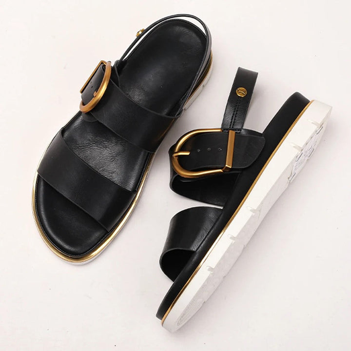 Duttini | Gold-Buckle Strap Sandals