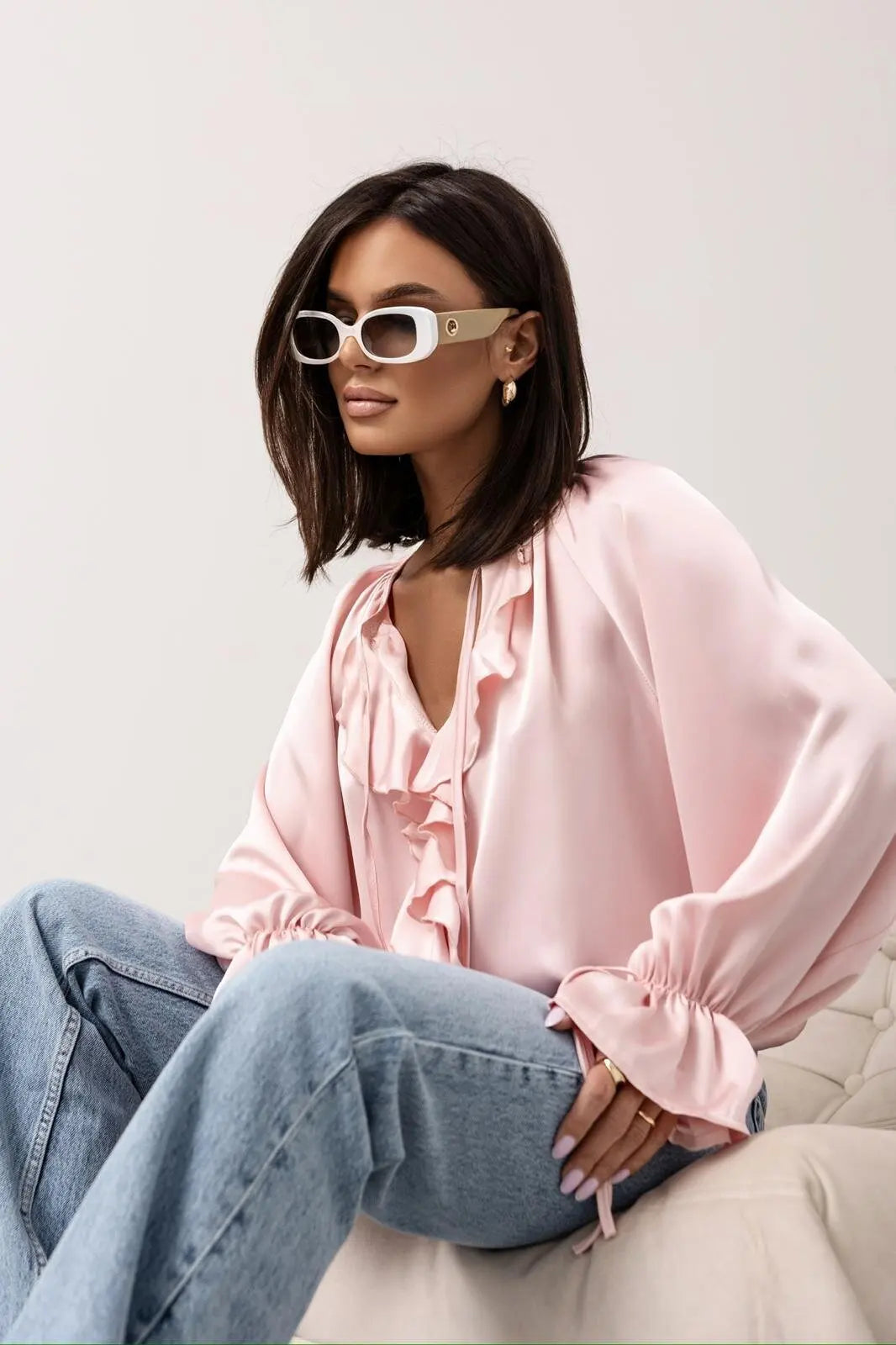 Duttini | Satin Ruffle Blouse for Women