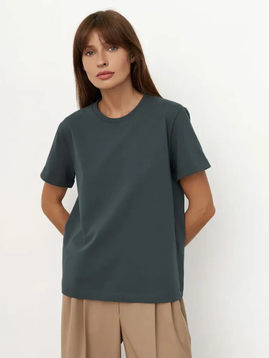 Duttini | Cotton Tee for Women in White, Casual Fit
