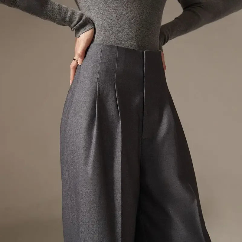 Duttini | Wide Leg Draped Pants for Women in Black