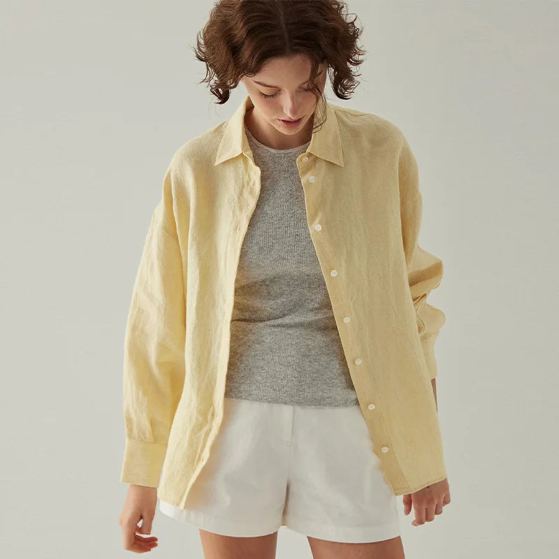 Duttini | Linen Shirt for Women with Slit Hem