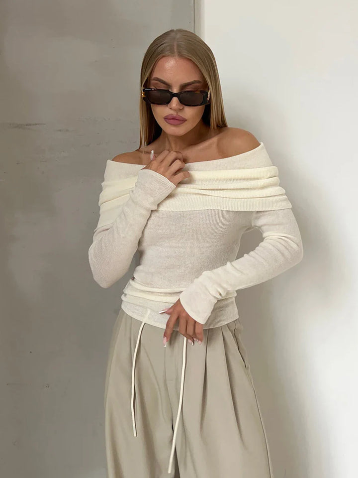 Duttini | Off-Shoulder Knit Top for Women in Black