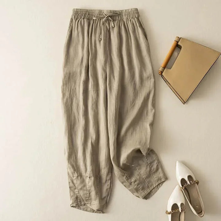 Duttini | Linen Pants for Women in White, Relaxed Fit