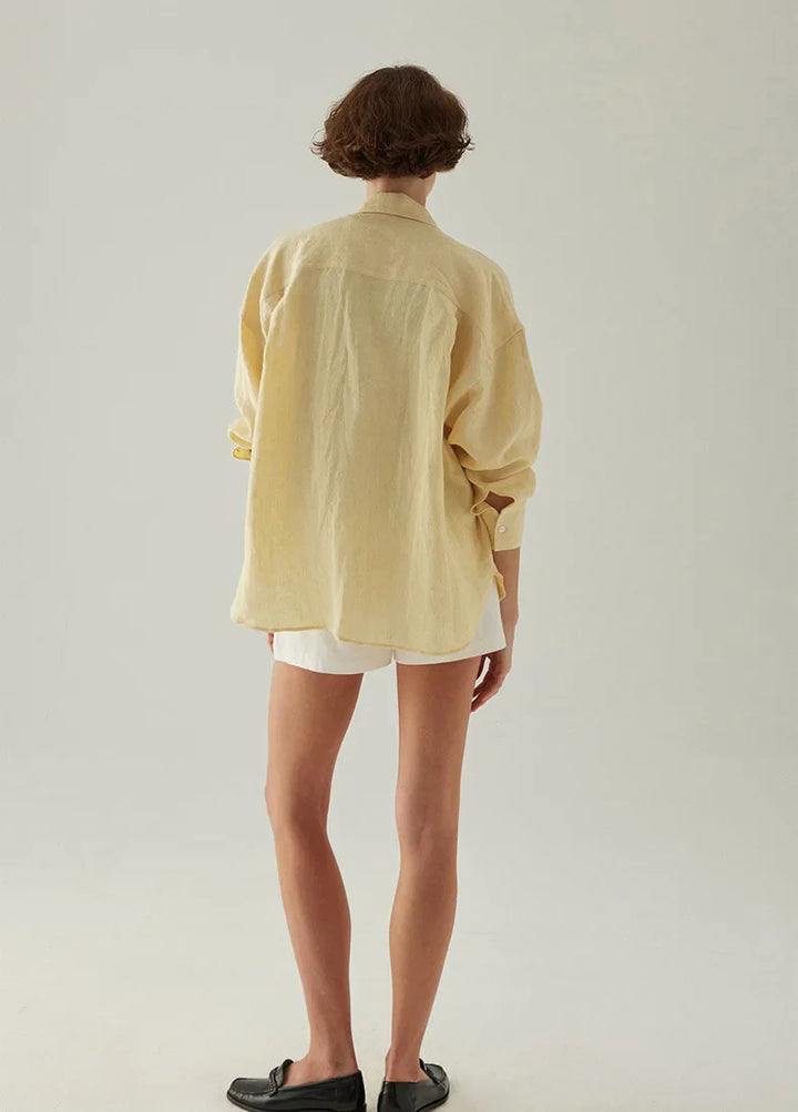 Duttini | Linen Shirt for Women with Slit Hem