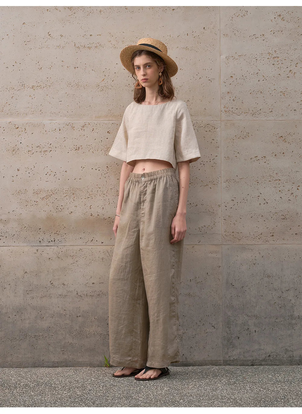 Duttini | Boxy Linen Crop Top