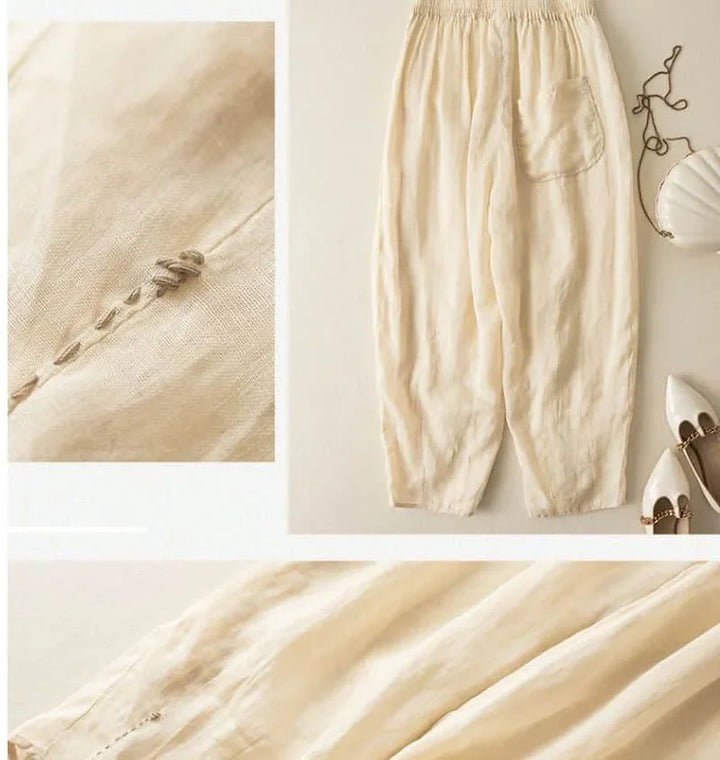 Duttini | Linen Pants for Women in White, Relaxed Fit