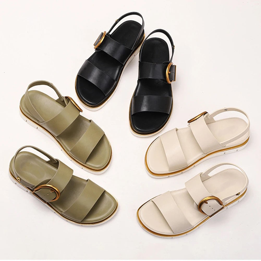 Duttini | Gold-Buckle Strap Sandals