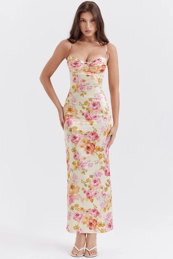 Duttini | Feminine Wedding Guest Floral Spaghetti Strap Dress