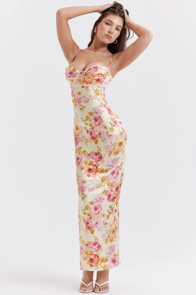Duttini | Feminine Wedding Guest Floral Spaghetti Strap Dress