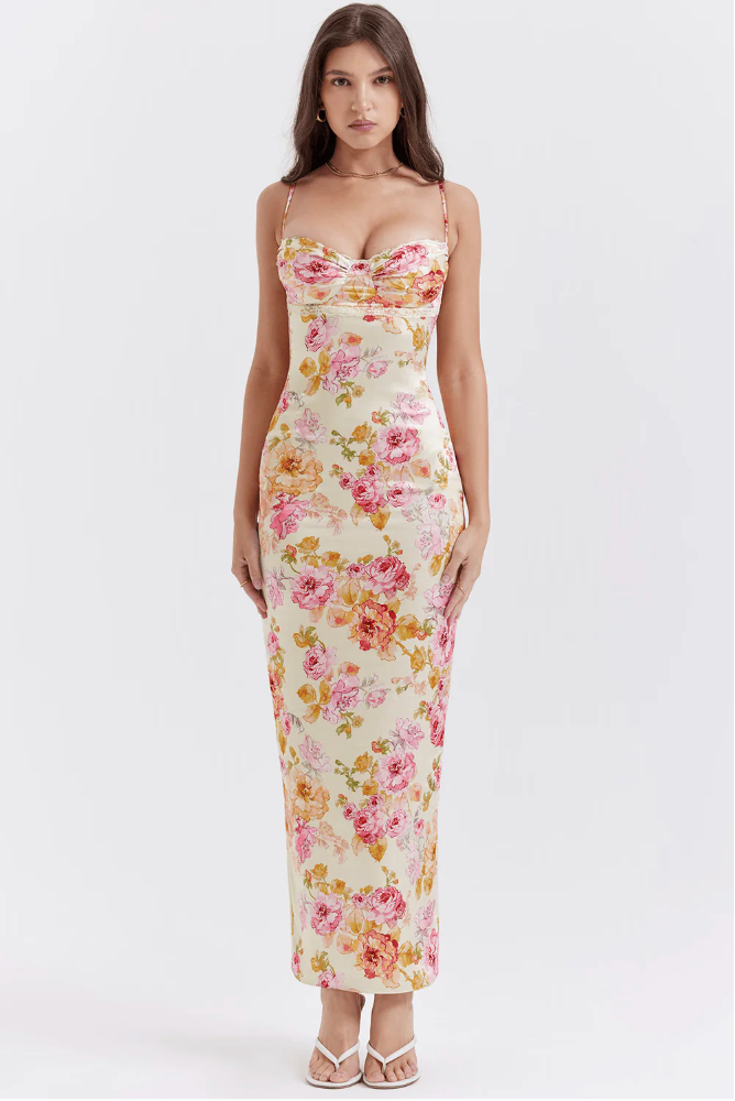 Duttini | Feminine Wedding Guest Floral Spaghetti Strap Dress