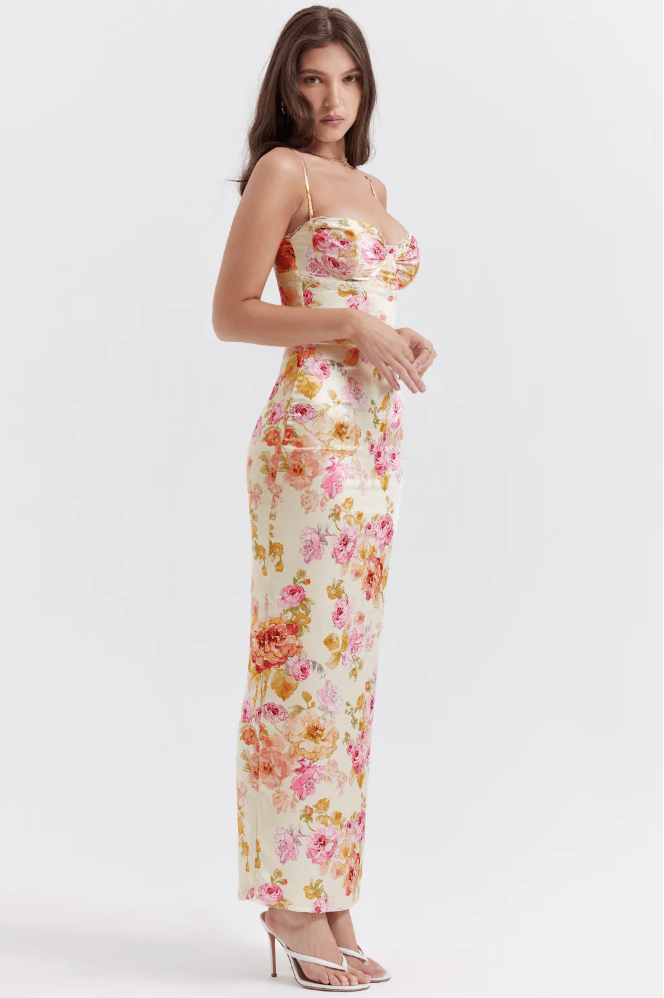 Duttini | Feminine Wedding Guest Floral Spaghetti Strap Dress