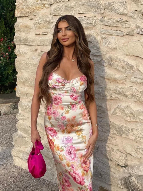 Duttini | Feminine Wedding Guest Floral Spaghetti Strap Dress