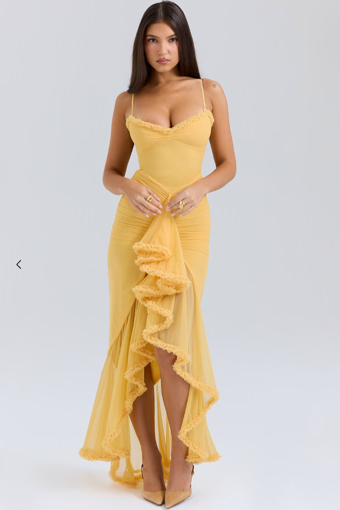 Duttini | Flowing Wedding Guest Lace Ruched Dress Made to Turn Heads