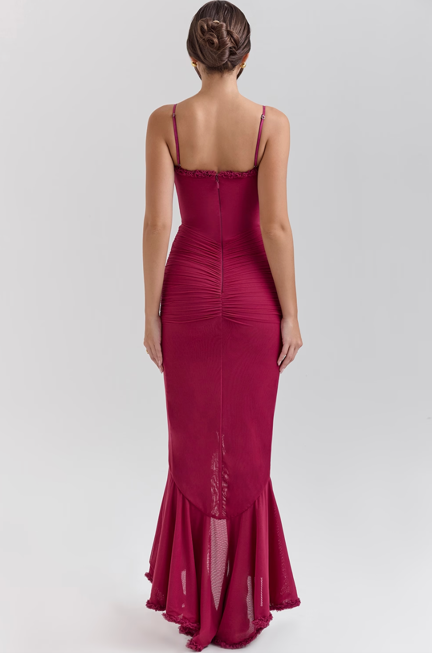 Duttini | Flowing Wedding Guest Lace Ruched Dress Made to Turn Heads