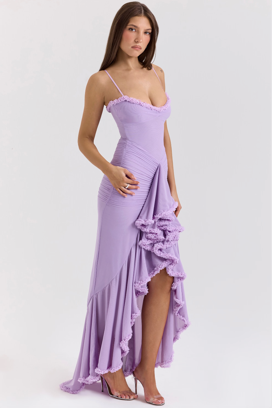 Duttini | Flowing Wedding Guest Lace Ruched Dress Made to Turn Heads