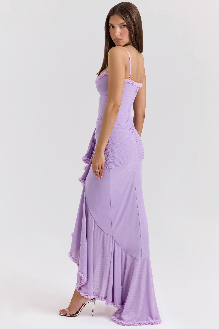 Duttini | Flowing Wedding Guest Lace Ruched Dress Made to Turn Heads