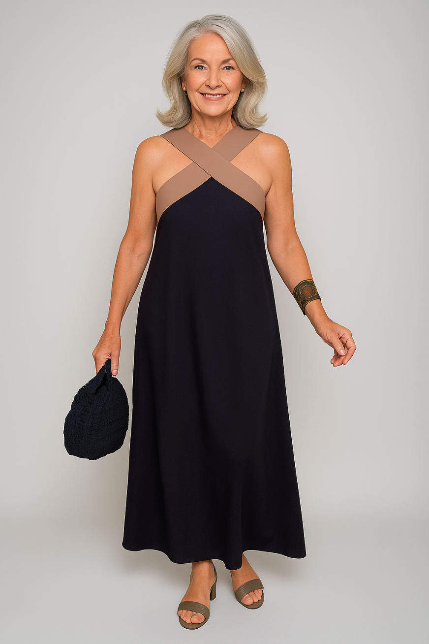 Duttini | Elegant Cross-Neck Maxi Dress for Every Occasion