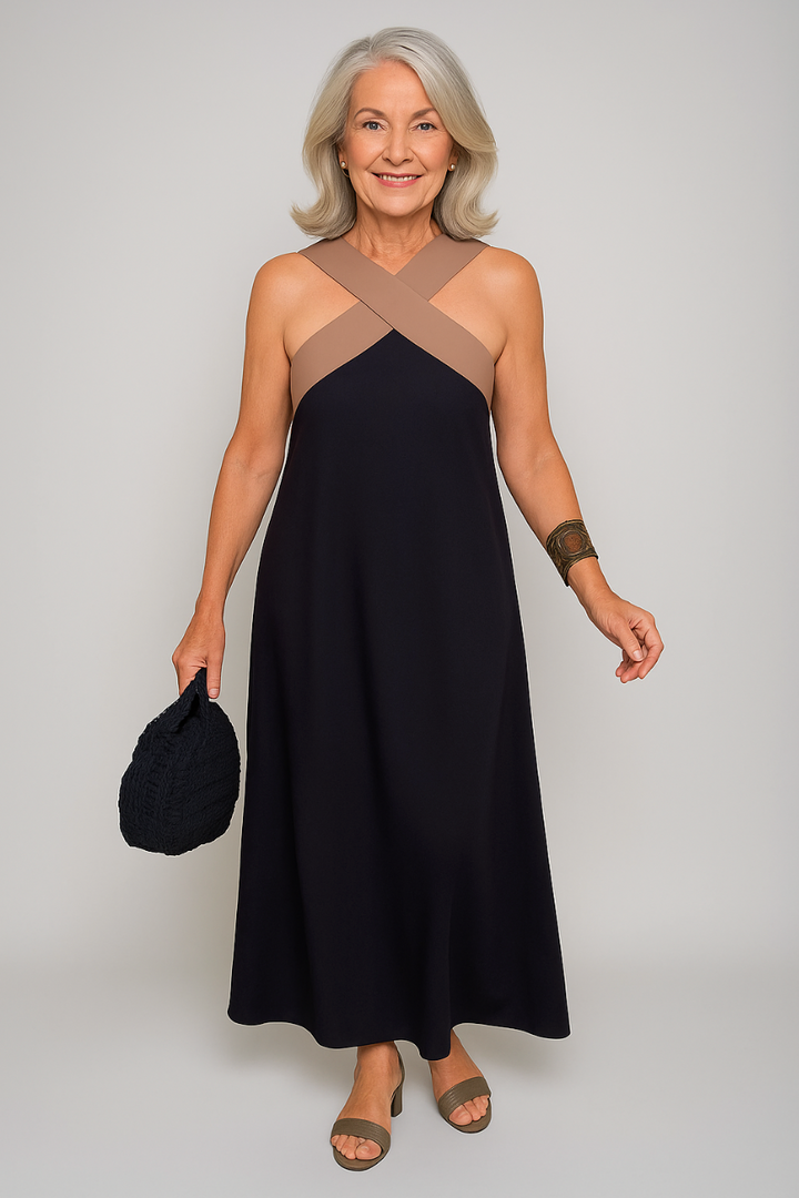 Duttini | Elegant Cross-Neck Maxi Dress for Every Occasion
