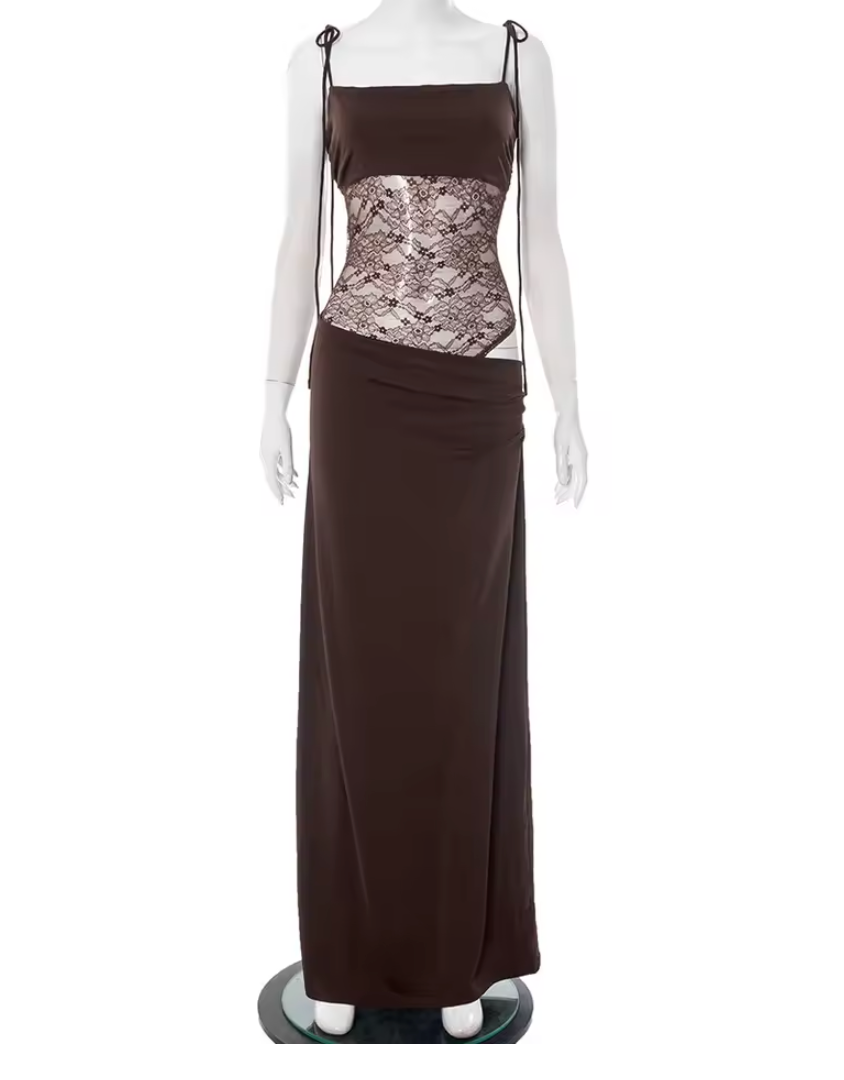Duttini | Timeless Long Dress With Lace Detail for Every Occasion
