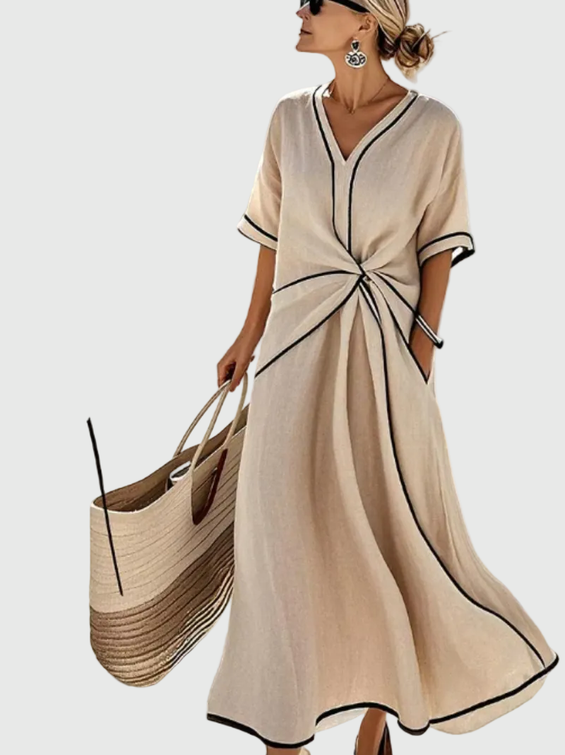 Duttini | Draped Coastal Maxi Dress for Women in Lightweight Fabric