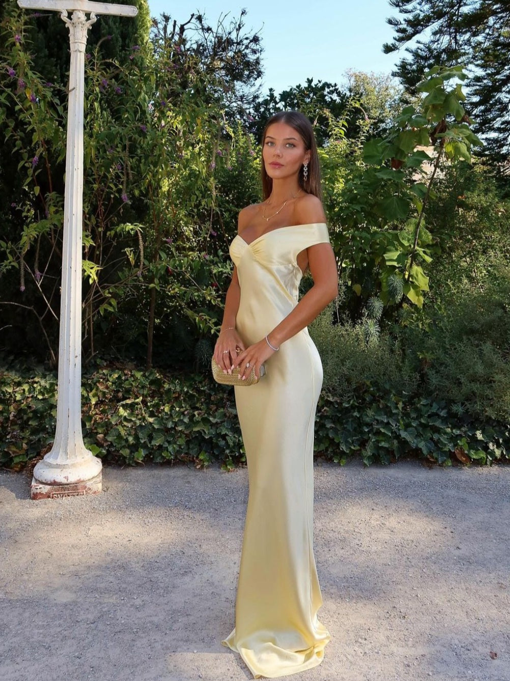 Duttini | Sculpted Wedding Guest Lace Off Shoulder Dress Evening