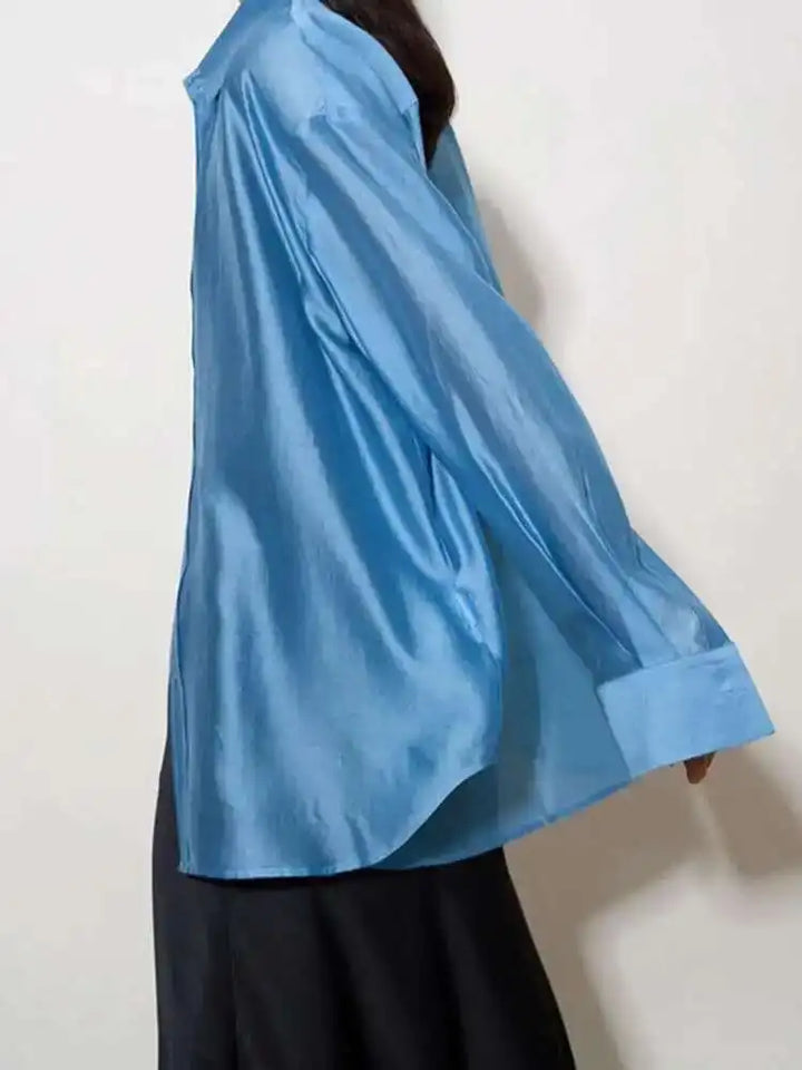 Duttini | Silk Poplin Blouse for Women in Flowing Fit