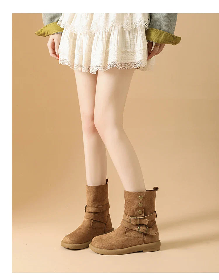 Duttini | Suede Buckle Ankle Boots