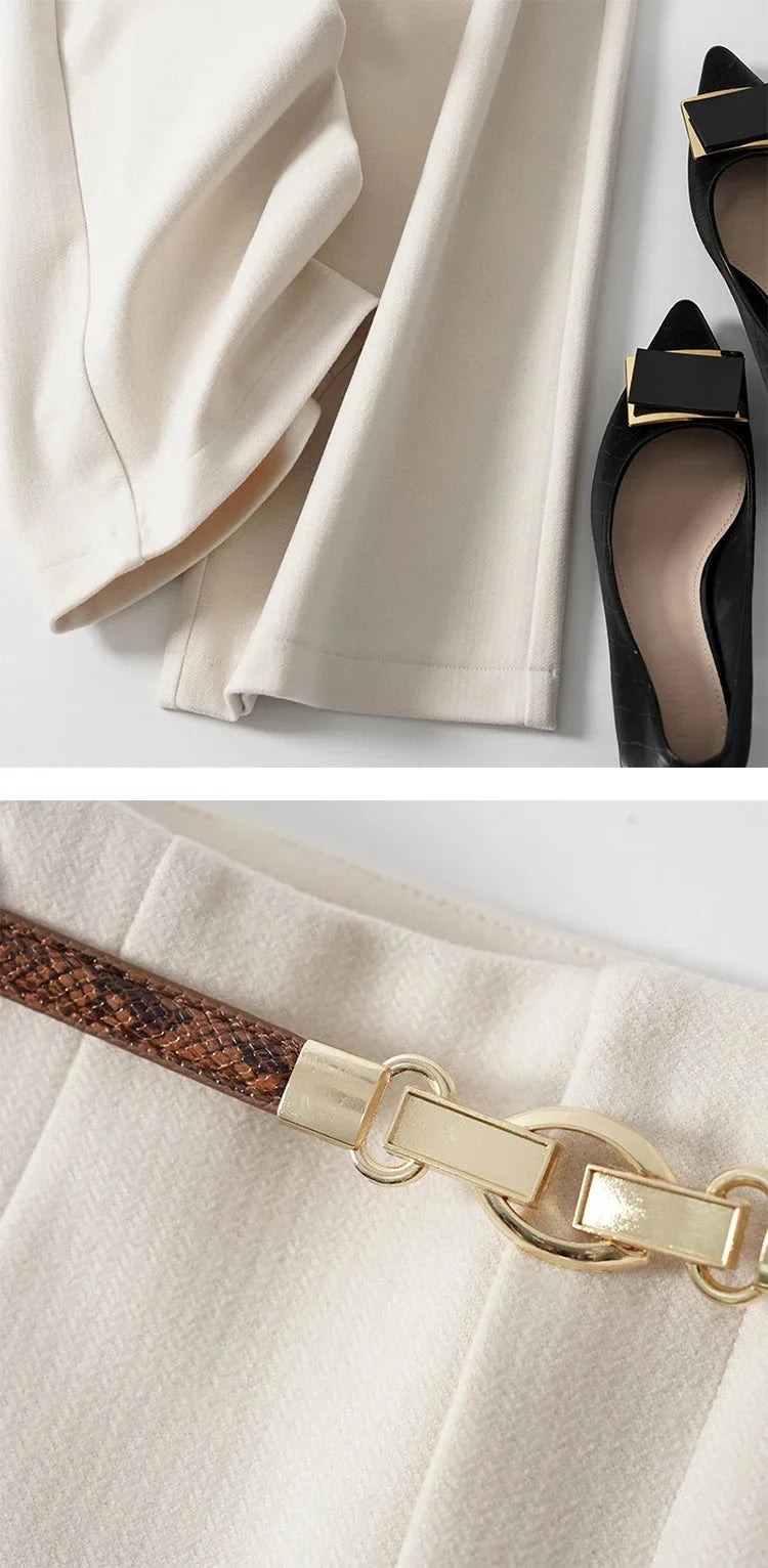 Duttini | Wide Leg Wool Trousers for Women in Black