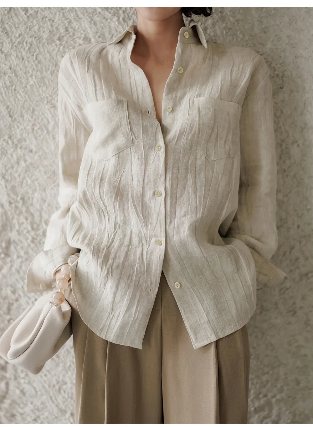 Duttini | Pleated Linen Button Shirt