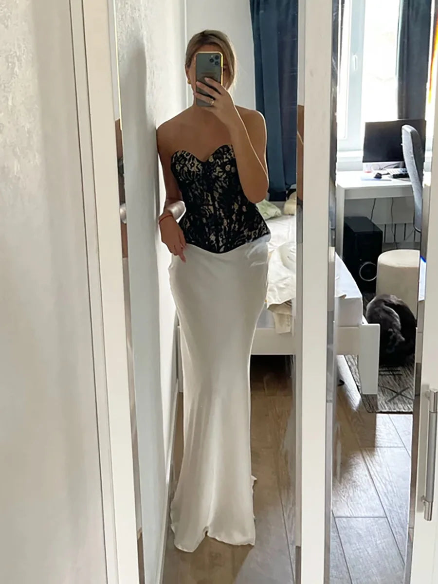 Duttini | Satin Fishtail Maxi Skirt for Women