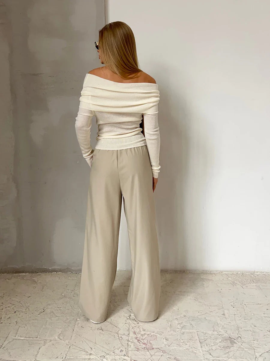 Duttini | Off-Shoulder Knit Top for Women in Black