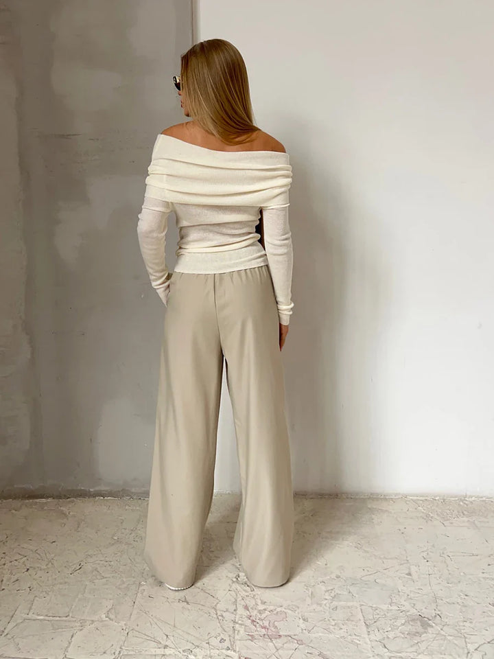 Duttini | Off-Shoulder Knit Top for Women in Black